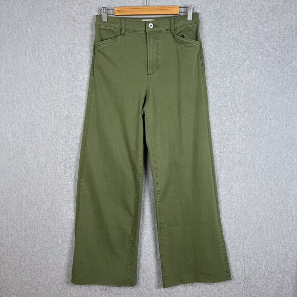 Favorite Daughter Green The Mischa Raw Hem Super High Waist Wide Leg Jean Sz 28 - Picture 1 of 12